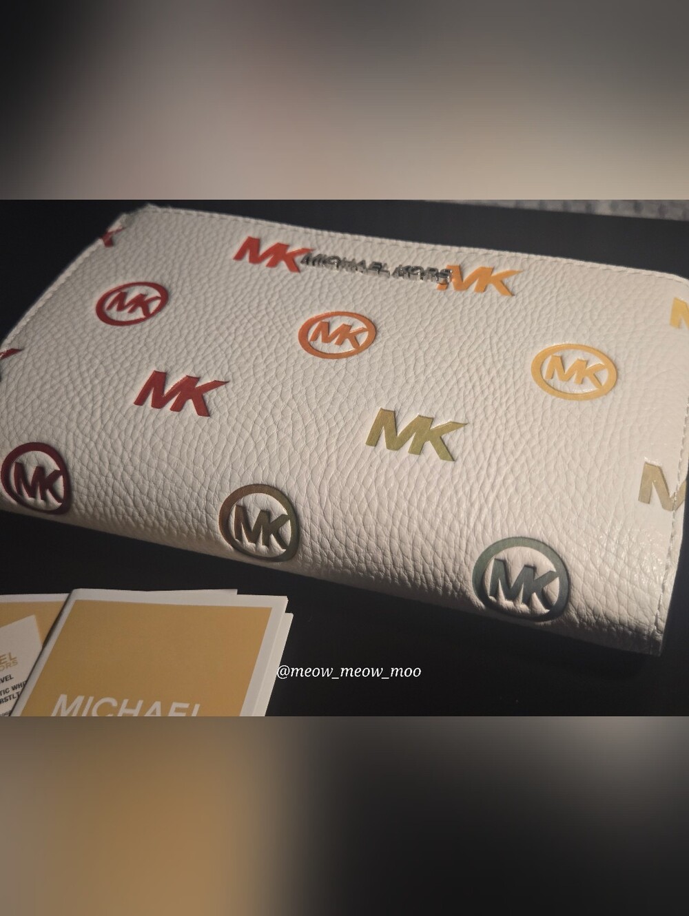 Michael Kors Jet Set Travel Optic White LG Double Zip Wristlet Wallet